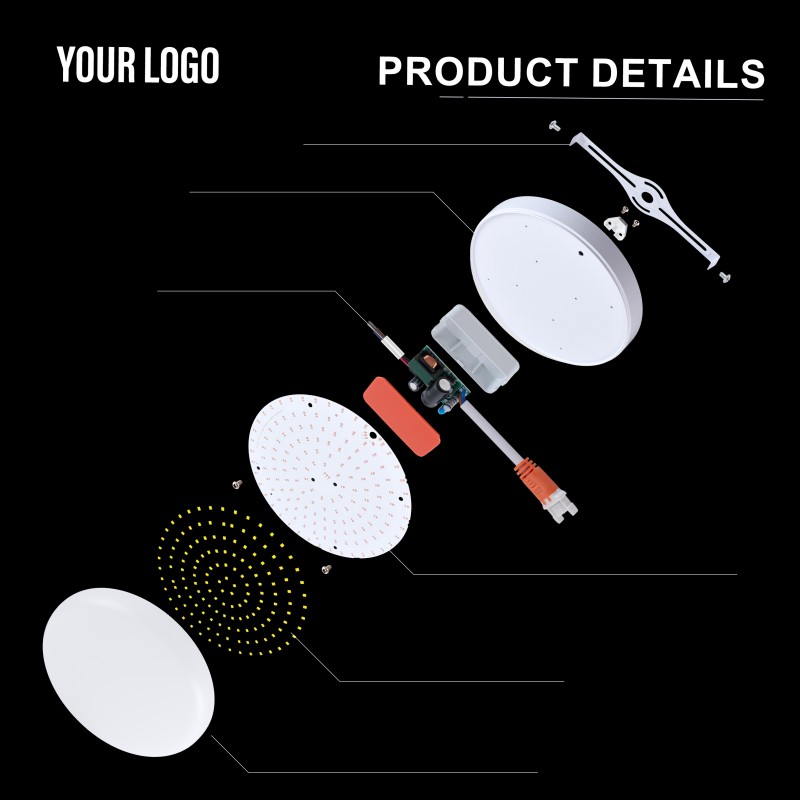 36W Surface LED Frameless Panel Light၊ အလူမီနီယမ် + PC၊ Iron + PP၊ အလင်းအပြည့်